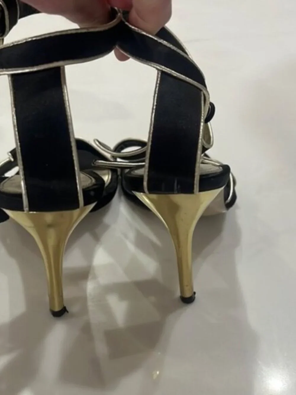 Karen Millen Black and Gold Heels with Sleek Design